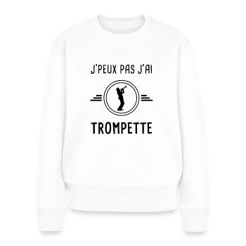 j'peux pas j'ai trompette - Pull Premium bio Femme - blanc - Devant - Julia (174cm)