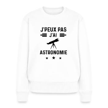 j'peux pas j'ai astronomie telescope astronaute - Pull Premium bio Femme - blanc - Devant - Julia (174cm)