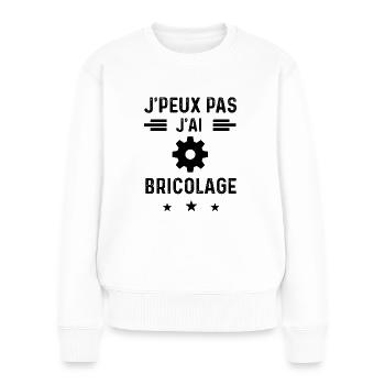 j'peux pas j'ai bricolage outil bricoleur - Pull Premium bio Femme - blanc - Devant - Julia (174cm)