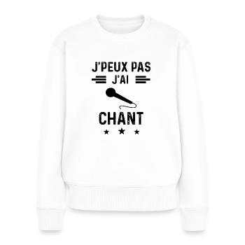 j'peux pas j'ai chant micro chanteur - Pull Premium bio Femme - blanc - Devant - Julia (174cm)