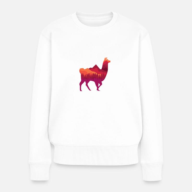 Alpaka und Lama Wanderung - Frauen Premium Bio Pullover - Weiß