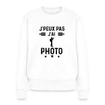 j'peux pas j'ai photo photographe - Pull Premium bio Femme - blanc - Devant - Julia (174cm)