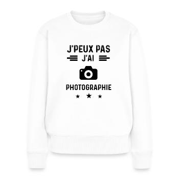 j'peux pas j'ai photographie photographe - Pull Premium bio Femme - blanc - Devant - Julia (174cm)