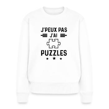 j'peux pas j'ai puzzles puzzle - Pull Premium bio Femme - blanc - Devant - Julia (174cm)