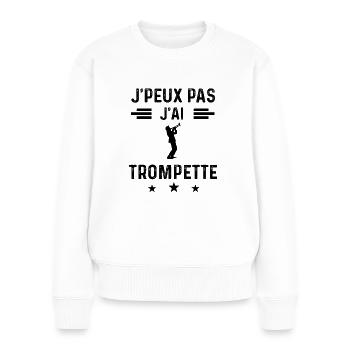 j'peux pas j'ai trompette trompettiste - Pull Premium bio Femme - blanc - Devant - Julia (174cm)