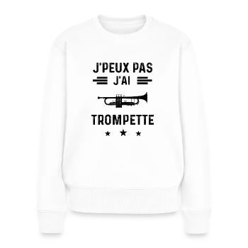 j'peux pas j'ai trompette instrument trompettiste - Pull Premium bio Femme - blanc - Devant - Julia (174cm)