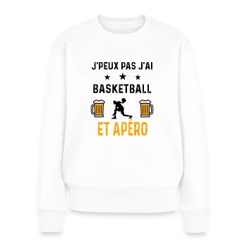 J'peux pas j'ai basketball sport et apéro - Pull Premium bio Femme - blanc - Devant - Julia (174cm)