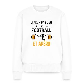 J'peux pas j'ai football sport et apéro - Pull Premium bio Femme - blanc - Devant - Julia (174cm)