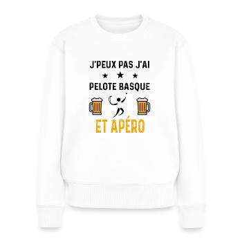 J'peux pas j'ai pelote basque et apéro - Pull Premium bio Femme - blanc - Devant - Julia (174cm)