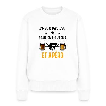 J'peux pas j'ai saut en hauteur et apéro - Pull Premium bio Femme - blanc - Devant - Julia (174cm)