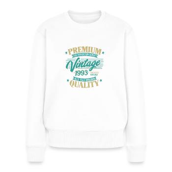 Premium Vintage Mensch 1993 Geburtstag Sprüche - Frauen Premium Bio Pullover - Weiß - Vorne - Julia (174cm)