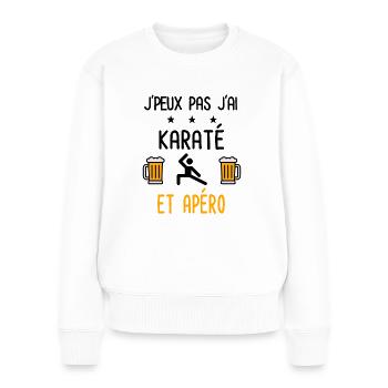 J'peux pas j'ai karaté combat apéro - Pull Premium bio Femme - blanc - Devant - Julia (174cm)
