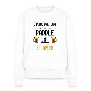 J'peux pas j'ai paddle homme apéro - Pull Premium bio Femme - blanc - Devant - Julia (174cm)