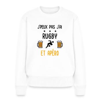J'peux pas j'ai rugby joueur apéro - Pull Premium bio Femme - blanc - Devant - Julia (174cm)