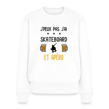 J'peux pas j'ai skateboard apéro - Pull Premium bio Femme - blanc - Devant - Julia (174cm)