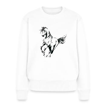 Beau cheval - Pull Premium bio Femme - blanc - Devant - Julia (174cm)