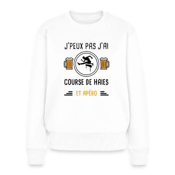 j'peux pas j'ai course de haies apéro cadeau - Pull Premium bio Femme - blanc - Devant - Julia (174cm)