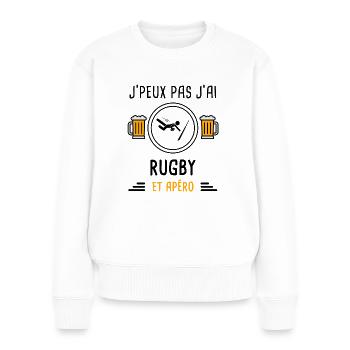j'peux pas j'ai rugby apéro cadeau - Pull Premium bio Femme - blanc - Devant - Julia (174cm)