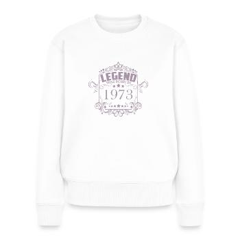 Année de naissance 1973 Dictons Vintage Ornements - Pull Premium bio Femme - blanc - Devant - Julia (174cm)