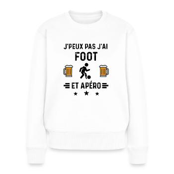 j'peux pas foot jouer apéro - Pull Premium bio Femme - blanc - Devant - Julia (174cm)