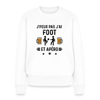 j'peux pas foot joueurs apéro - Pull Premium bio Femme - blanc - Devant - Julia (174cm)