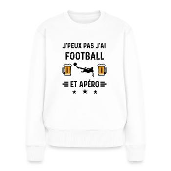 j'peux pas football foot apéro - Pull Premium bio Femme - blanc - Devant - Julia (174cm)