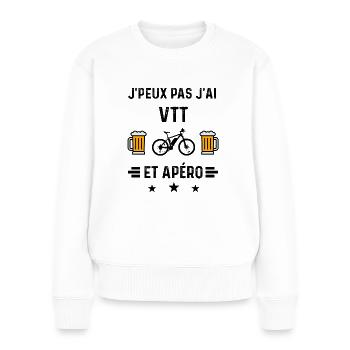 j'peux pas VTT apéro - Pull Premium bio Femme - blanc - Devant - Julia (174cm)