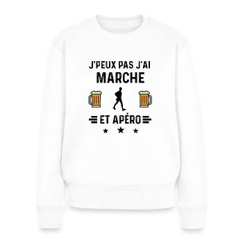 j'peux pas marche apéro - Pull Premium bio Femme - blanc - Devant - Julia (174cm)