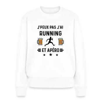 j'peux pas running courir apéro - Pull Premium bio Femme - blanc - Devant - Julia (174cm)