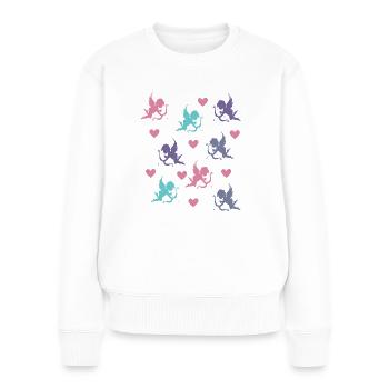 Amor und Herzen - Frauen Premium Bio Pullover - Weiß - Vorne - Julia (174cm)
