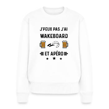j'peux pas wakeboard wind apéro - Pull Premium bio Femme - blanc - Devant - Julia (174cm)