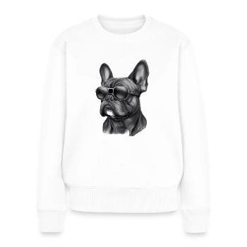 Cool bouledogue français portant des lunettes de soleil - Pull Premium bio Femme - blanc - Devant - Julia (174cm)