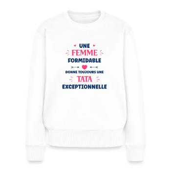 tata execeptionelle - Pull Premium bio Femme - blanc - Devant - Julia (174cm)