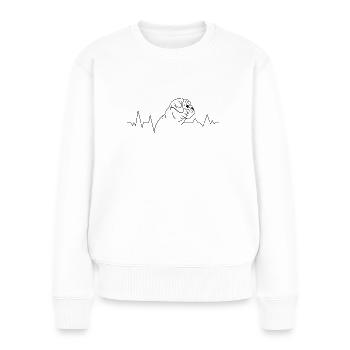 Race de chien Carlin-Carlin Chien amoureux du cœur battement de cœur - Pull Premium bio Femme - blanc - Devant - Julia (174cm)