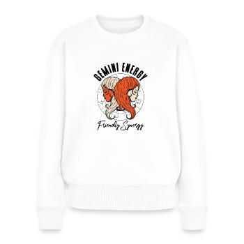 Dinosaures astrologiques Gemini Energy - Pull Premium bio Femme - blanc - Devant - Julia (174cm)