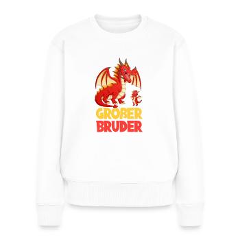 Großer Bruder 2024 Drache - Frauen Premium Bio Pullover - Weiß - Vorne - Julia (174cm)