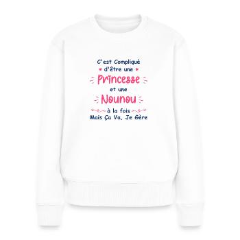 Princesse nounou - Pull Premium bio Femme - blanc - Devant - Julia (174cm)