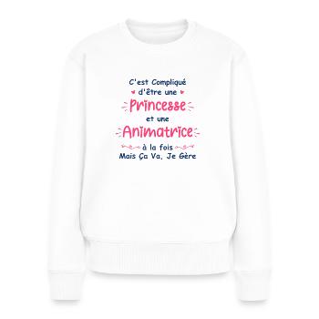 Princesse animatrice - Pull Premium bio Femme - blanc - Devant - Julia (174cm)
