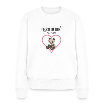 Erzieherin mit Herz Beste Kindergärtnerin Abschied - Frauen Premium Bio Pullover - Weiß - Vorne - Julia (174cm)
