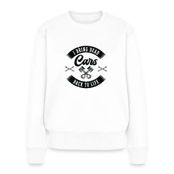Automechaniker Auto-Motor-Reparatur - Frauen Premium Bio Pullover - Weiß - Vorne - Julia (174cm)