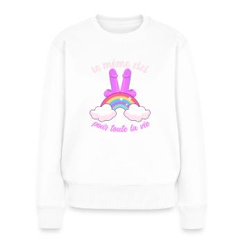 EVJF LE MÊME ZIZI Future Mariée Vie de Jeune Fille - Pull Premium bio Femme - blanc - Devant - Julia (174cm)