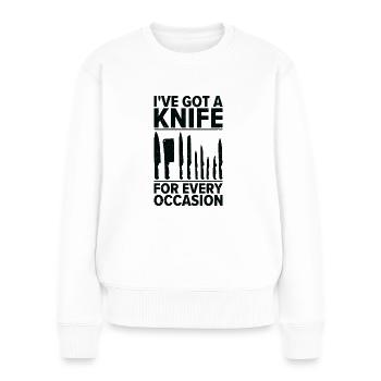 Messersammler Messer Sammeln - Frauen Premium Bio Pullover - Weiß - Vorne - Julia (174cm)
