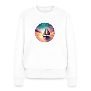 Le voilier navigue dans le sunset grunge - Pull Premium bio Femme - blanc - Devant - Julia (174cm)