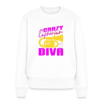 Crazy Euphorium Diva Baritone Player Gifts - Women's Premium Organic Jumper - white - Front - Julia (174cm)