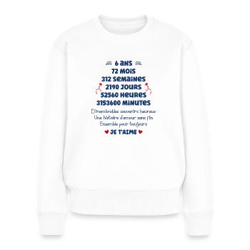 Amour 6 ans - Pull Premium bio Femme - blanc - Devant - Julia (174cm)
