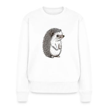 Süßer Vintage Igel - Frauen Premium Bio Pullover - Weiß - Vorne - Julia (174cm)
