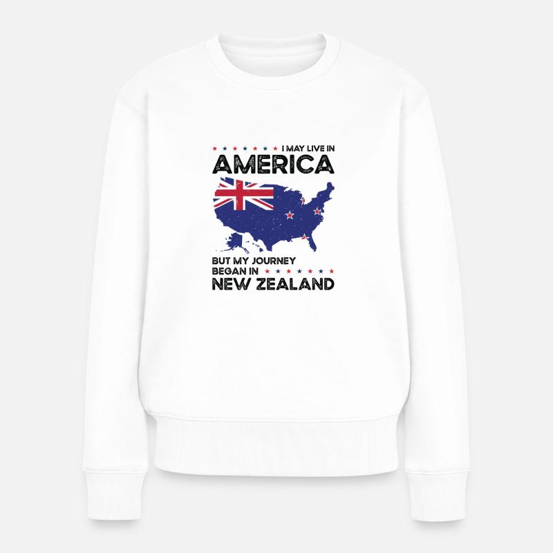 Geborener Neuseeländer Neuseeländer Amerikaner - Frauen Premium Bio Pullover - Weiß
