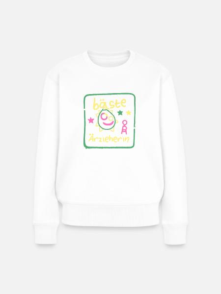 Beste Erzieherin Abschied Kita Lustig Gekritzel - Frauen Premium Bio Pullover - Weiß