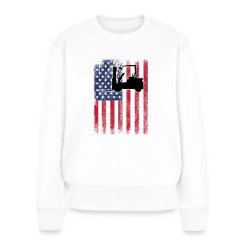 Chariot élévateur à fourche USA Flag - Pull Premium bio Femme - blanc - Devant - Julia (174cm)