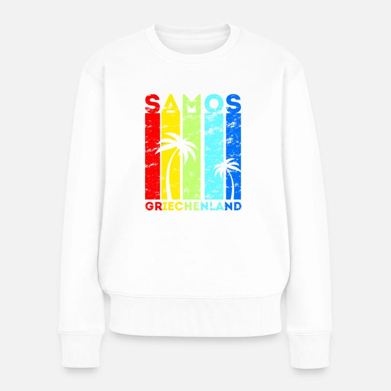Samos Griechenland Insel Urlaub Idee - Frauen Premium Bio Pullover - Weiß